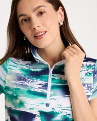 Chico's | Zenergy® UPF Watercolor Half Zip Polo/ Passport Blue