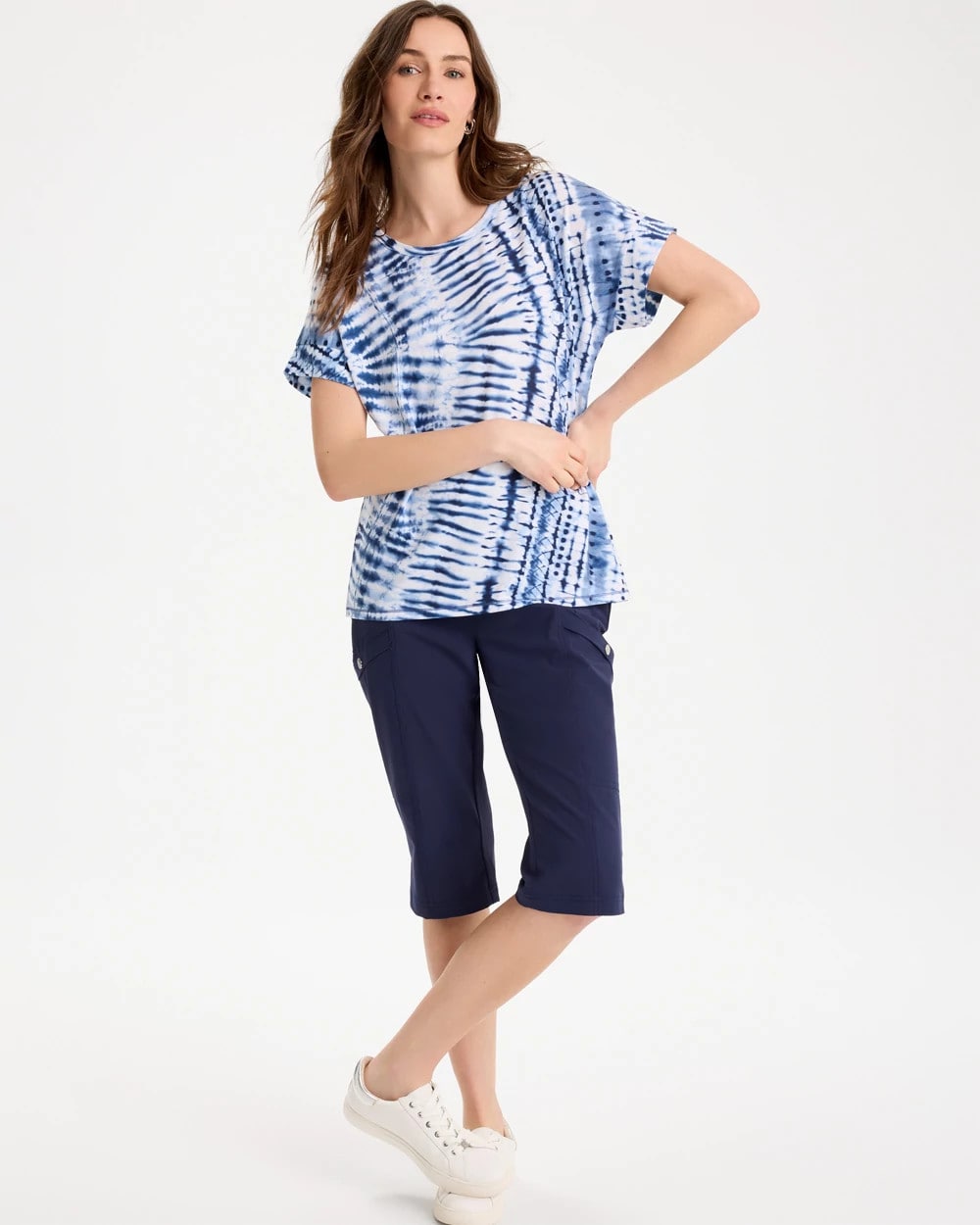 Chico's | Zenergy® Tie-Dye Drop Shoulder Tee/ Passport Blue