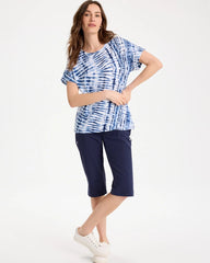Chico's | Zenergy® Tie-Dye Drop Shoulder Tee/ Passport Blue