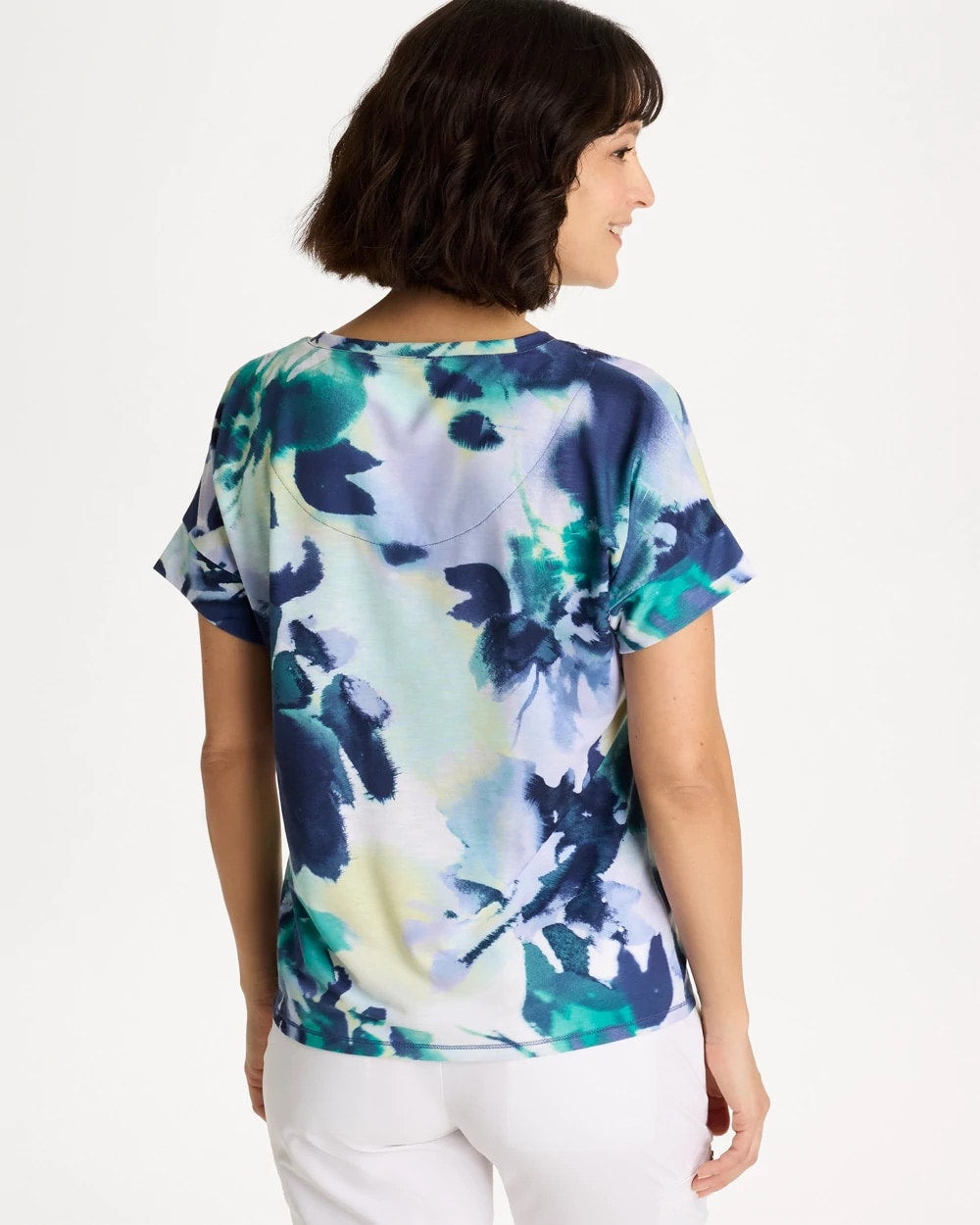 Chico's | Zenergy® Floral Drop Shoulder Tee/ Topanga Green