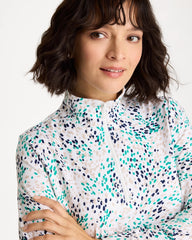 Chico's | Zenergy® UPF Dots Pullover Half Zip Top/ Topanga Green