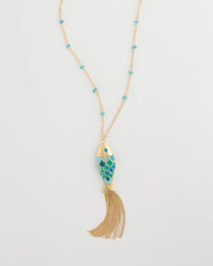 Chico's | Tassel Fish Pendant Necklace/ Blue Multi