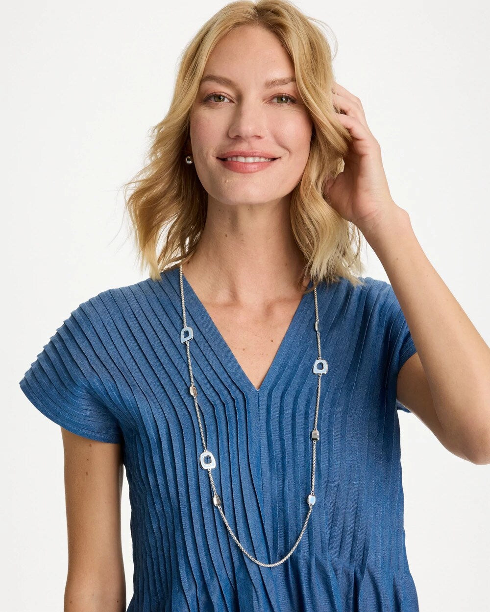 Chico's | Sea Glass Inspired Charm Necklace/ Blue