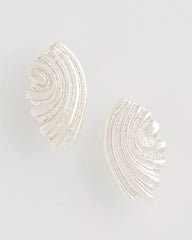 Chico's | Silvertone Shell Clip-On Earrings/ Silver