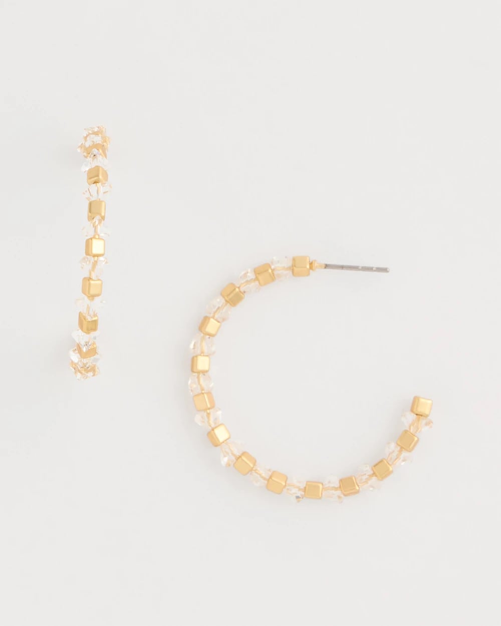 Chico's | Sea Foam Hoop Earrings/ White/Gold