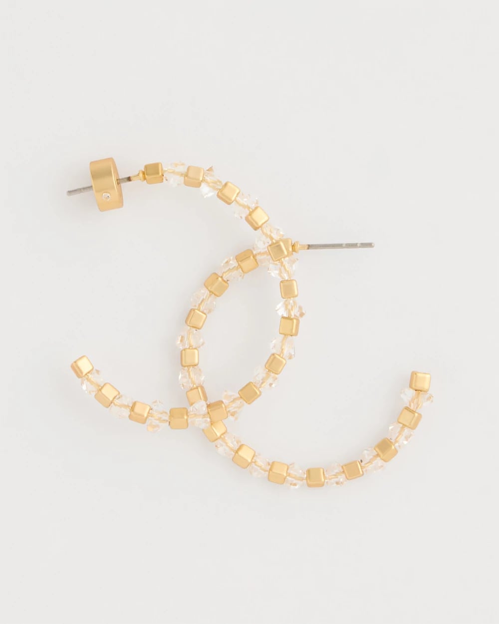 Chico's | Sea Foam Hoop Earrings/ White/Gold