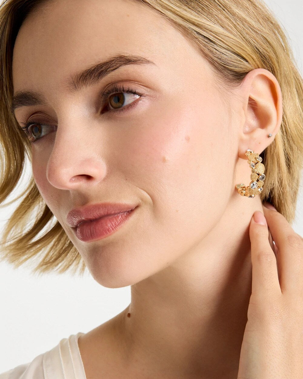 Chico's | Sea Foam Hoop Earrings/ Gold