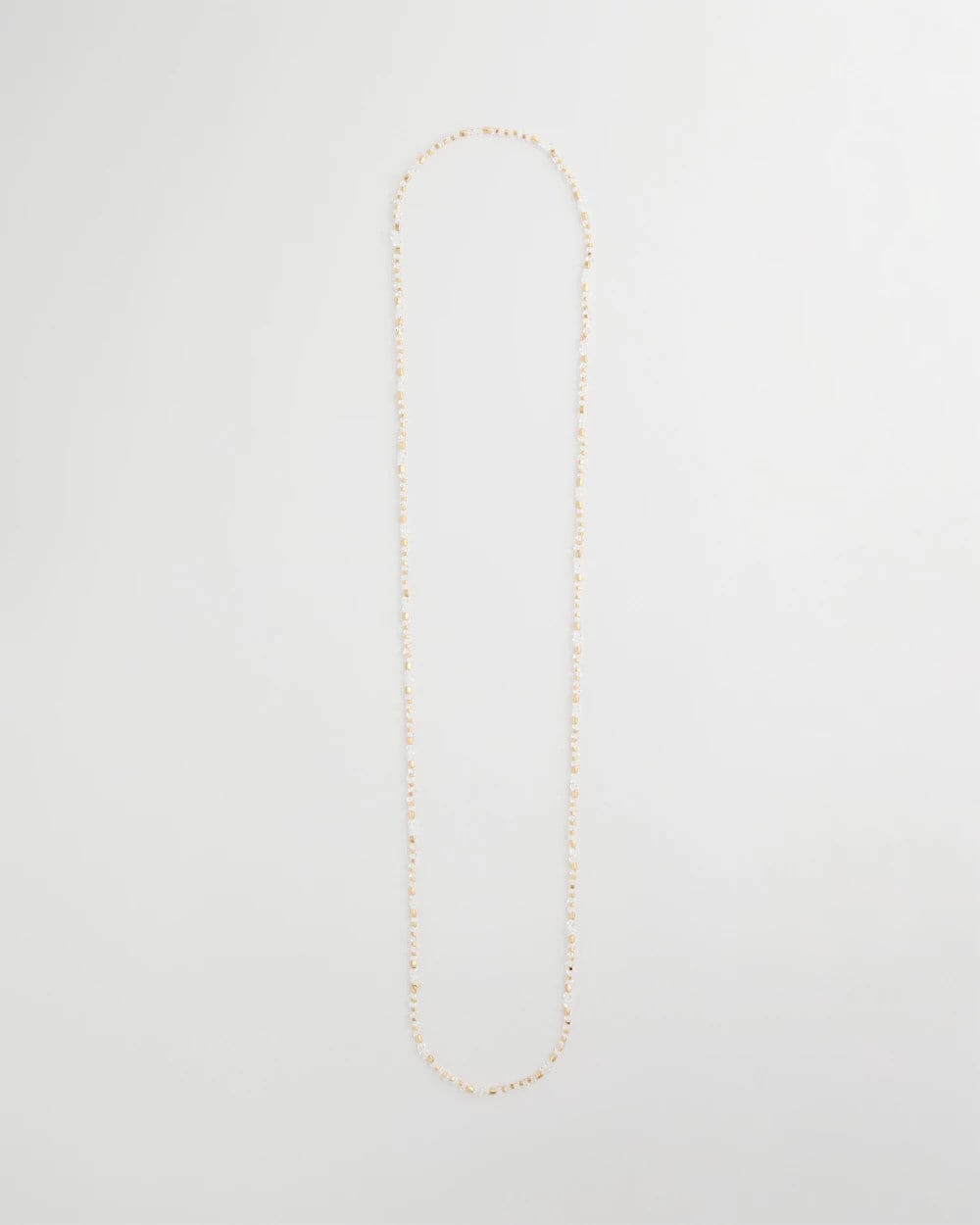 Chico's | Sea Foam Long Single-Strand Necklace/ White/Gold