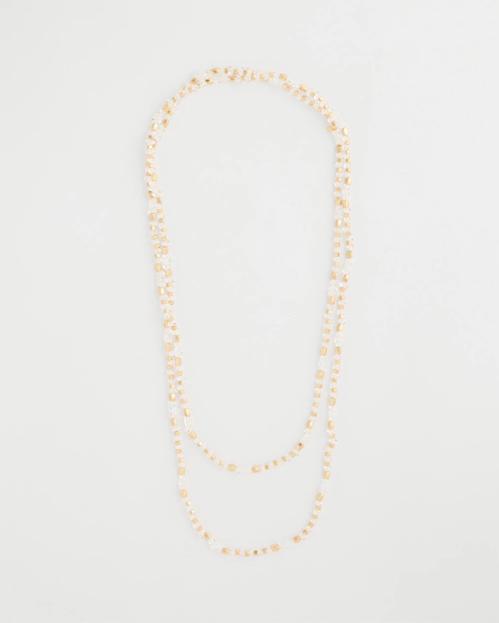 Chico's | Sea Foam Long Single-Strand Necklace/ White/Gold