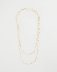 Chico's | Sea Foam Long Single-Strand Necklace/ White/Gold