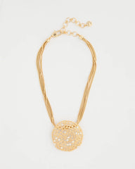 Chico's | Sea Foam Medallion Pendant Necklace/ Gold