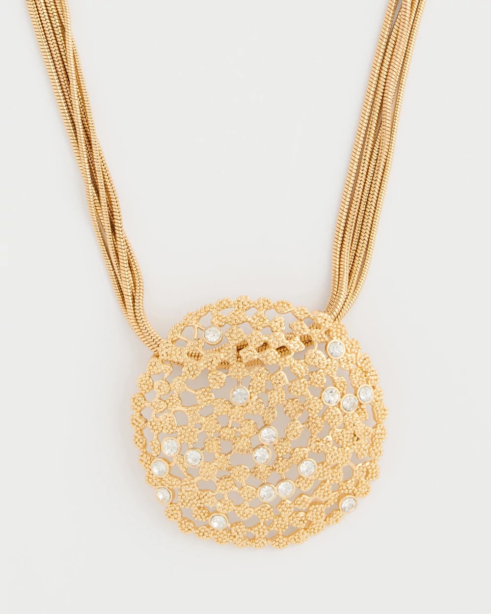 Chico's | Sea Foam Medallion Pendant Necklace/ Gold