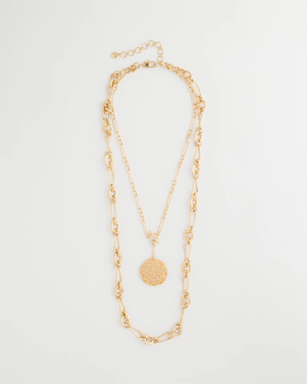Chico's | Sea Foam Medallion Double-Strand Pendant Necklace/ Gold