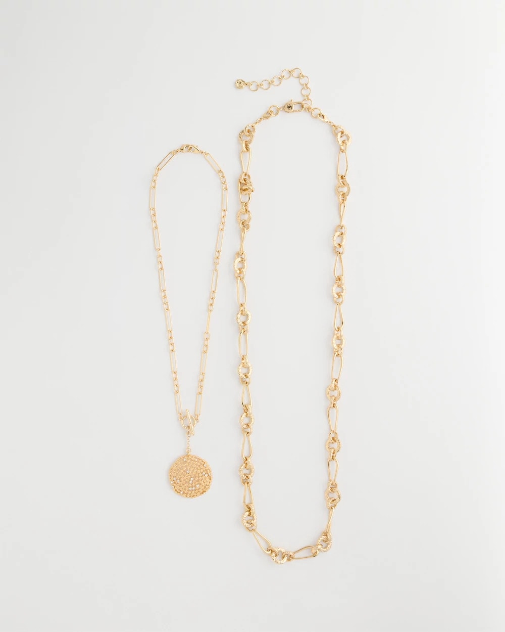 Chico's | Sea Foam Medallion Double-Strand Pendant Necklace/ Gold