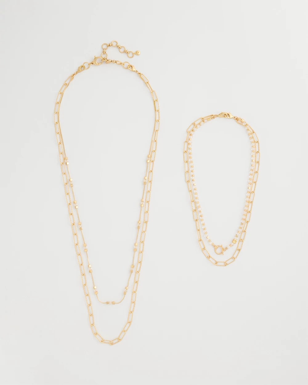 Chico's | Sea Foam Multi-Strand Convertible Necklace/ Gold