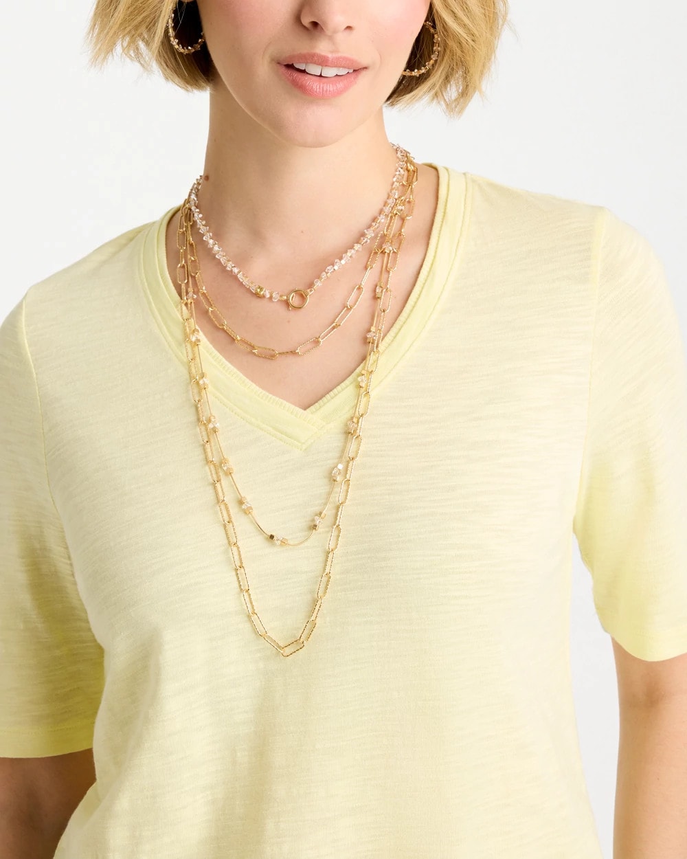 Chico's | Sea Foam Multi-Strand Convertible Necklace/ Gold