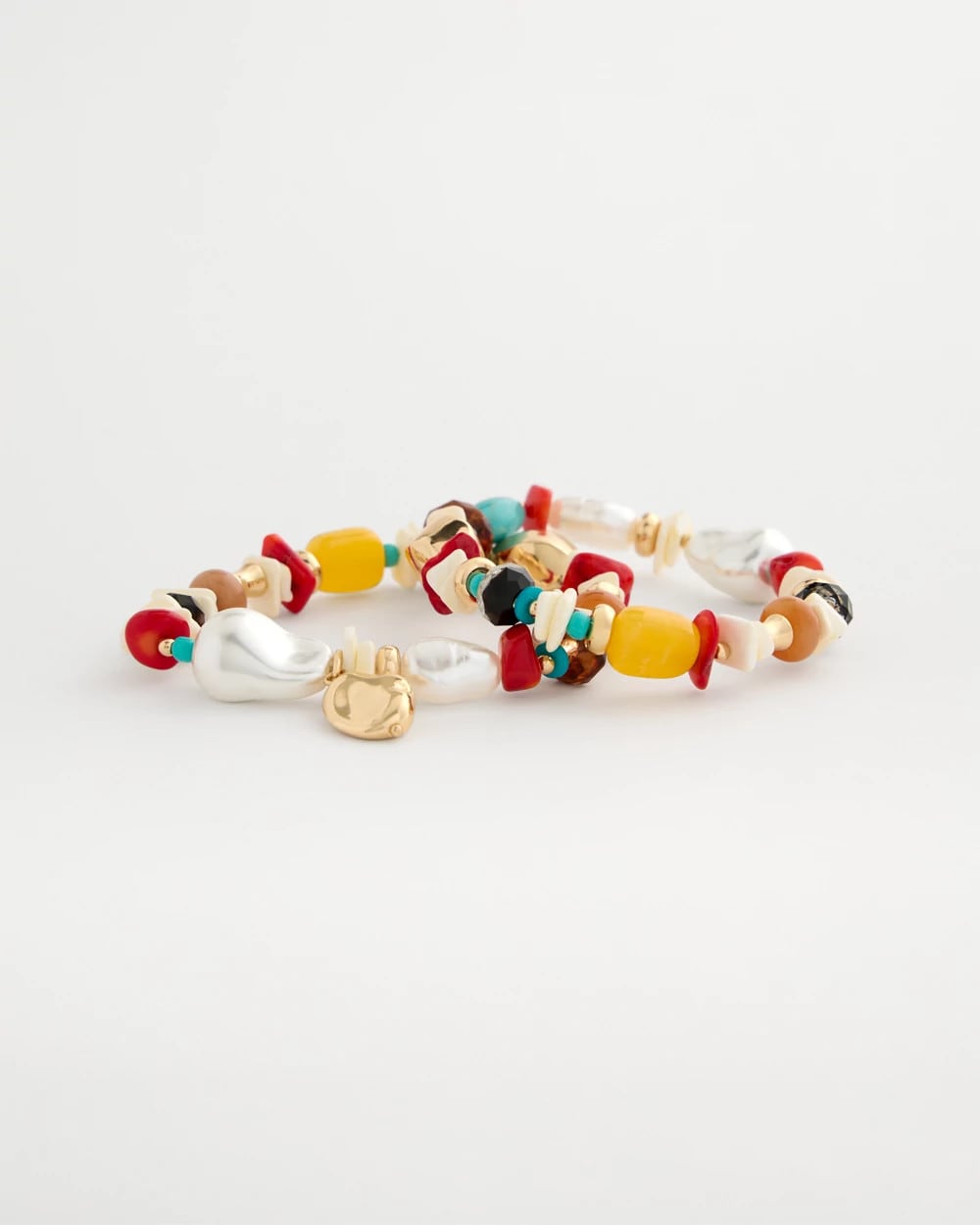 Chico's | Set of Two Pearl Beaded Stretch Bracelets/ Multi