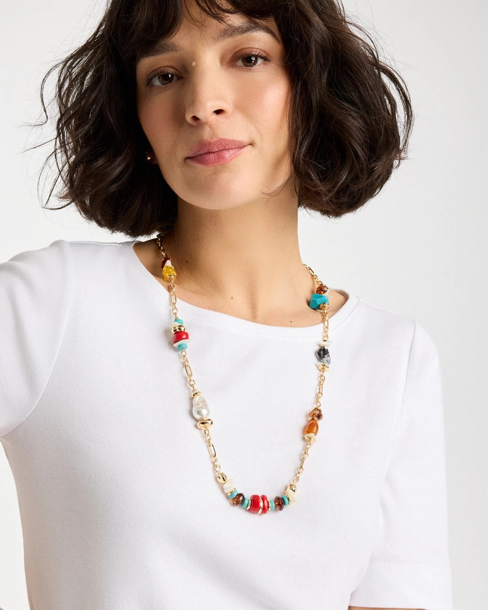 Chico's | Mixed-Media Long Beaded Necklace/ Multi