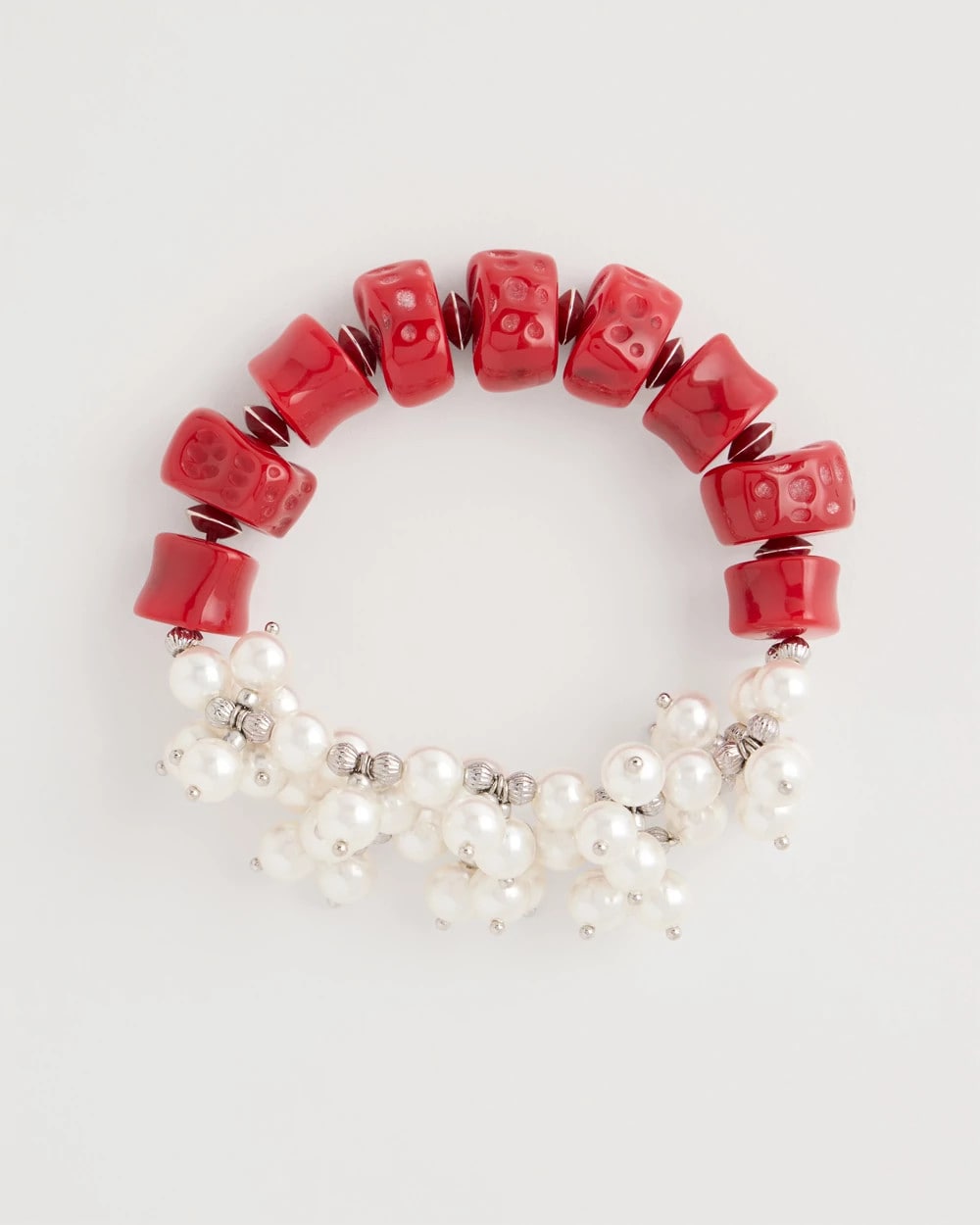Chico's | Red Resin Pearlescent Stretch Bracelet/ Red