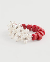 Chico's | Red Resin Pearlescent Stretch Bracelet/ Red