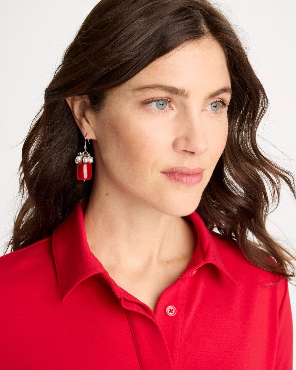 Chico's | Red Resin Pearlescent Earrings/ Red