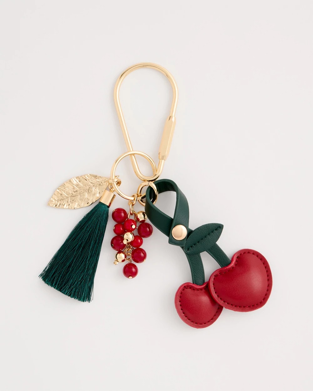 Chico's | Faux Leather Cherry Bag Charm Key Chain/ Red