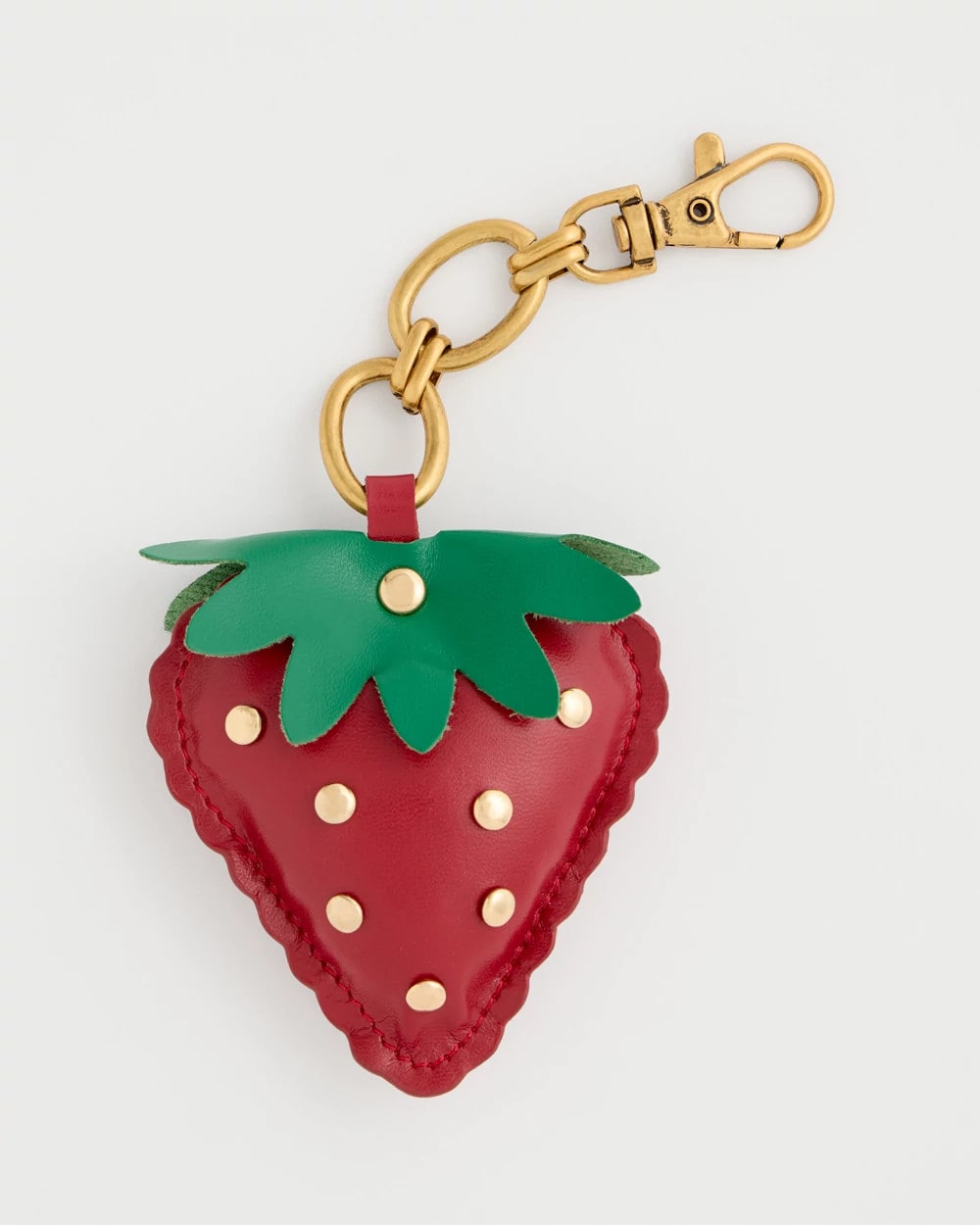 Chico's | Faux Leather Strawberry Bag Charm Key Chain/ Red