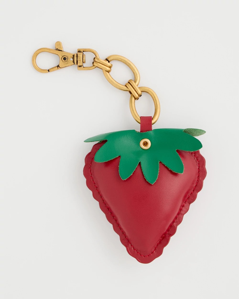 Chico's | Faux Leather Strawberry Bag Charm Key Chain/ Red