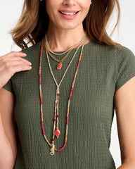 Chico's | Coral Agate Short Pendant Necklace/ Coral