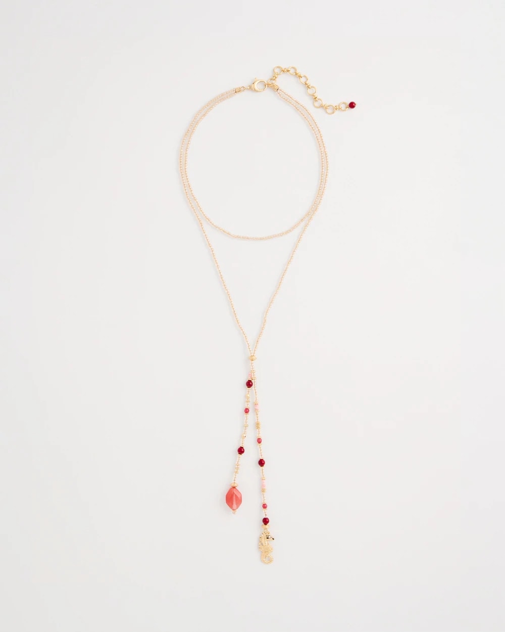 Chico's | Coral Genuine Stone Y-Pendant Necklace/ Coral
