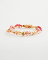 Chico's | Aventurine Jade Stone Stretch Bracelet/ Coral