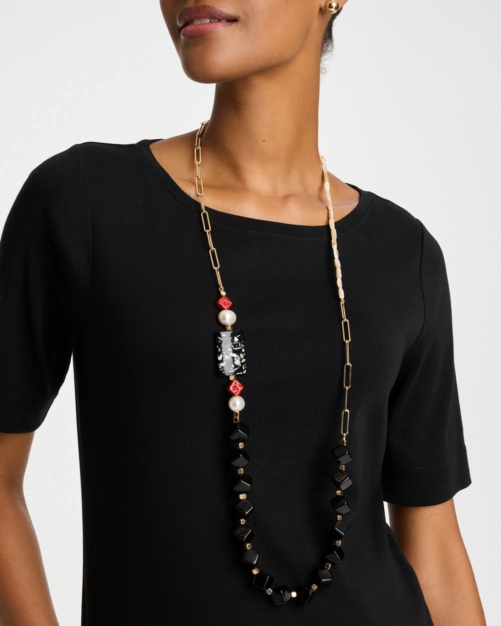 Chico's | Asymmetrical Long Single-Strand Necklace/ Multi
