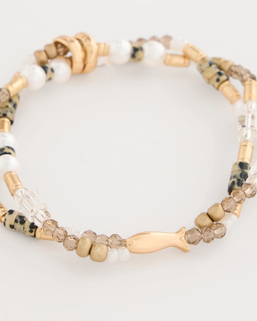 Chico's | Jasper Stone Beaded Stretch Bracelet/ Neutral