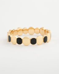Chico's | Black Goldtone Glam Stretch Bracelet/ Black