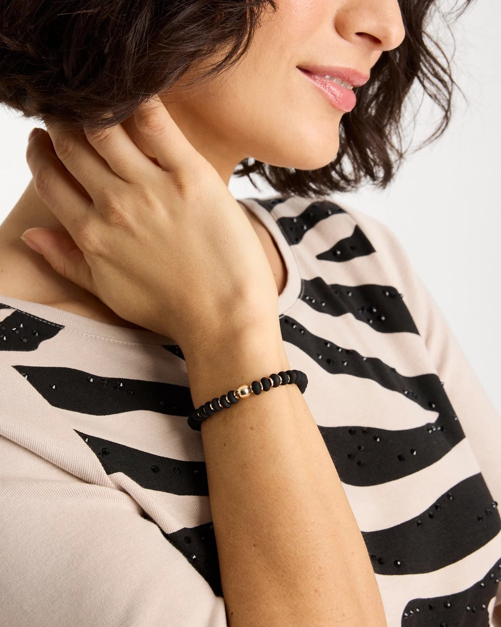 Chico's | Black Round Stretch Bracelet/ Black