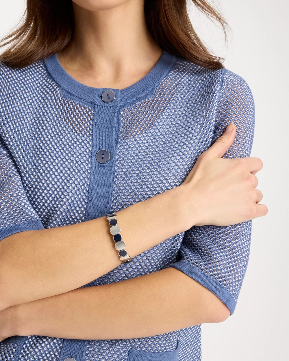 Chico's | Navy Resin Glam Stretch Bracelet/ Navy