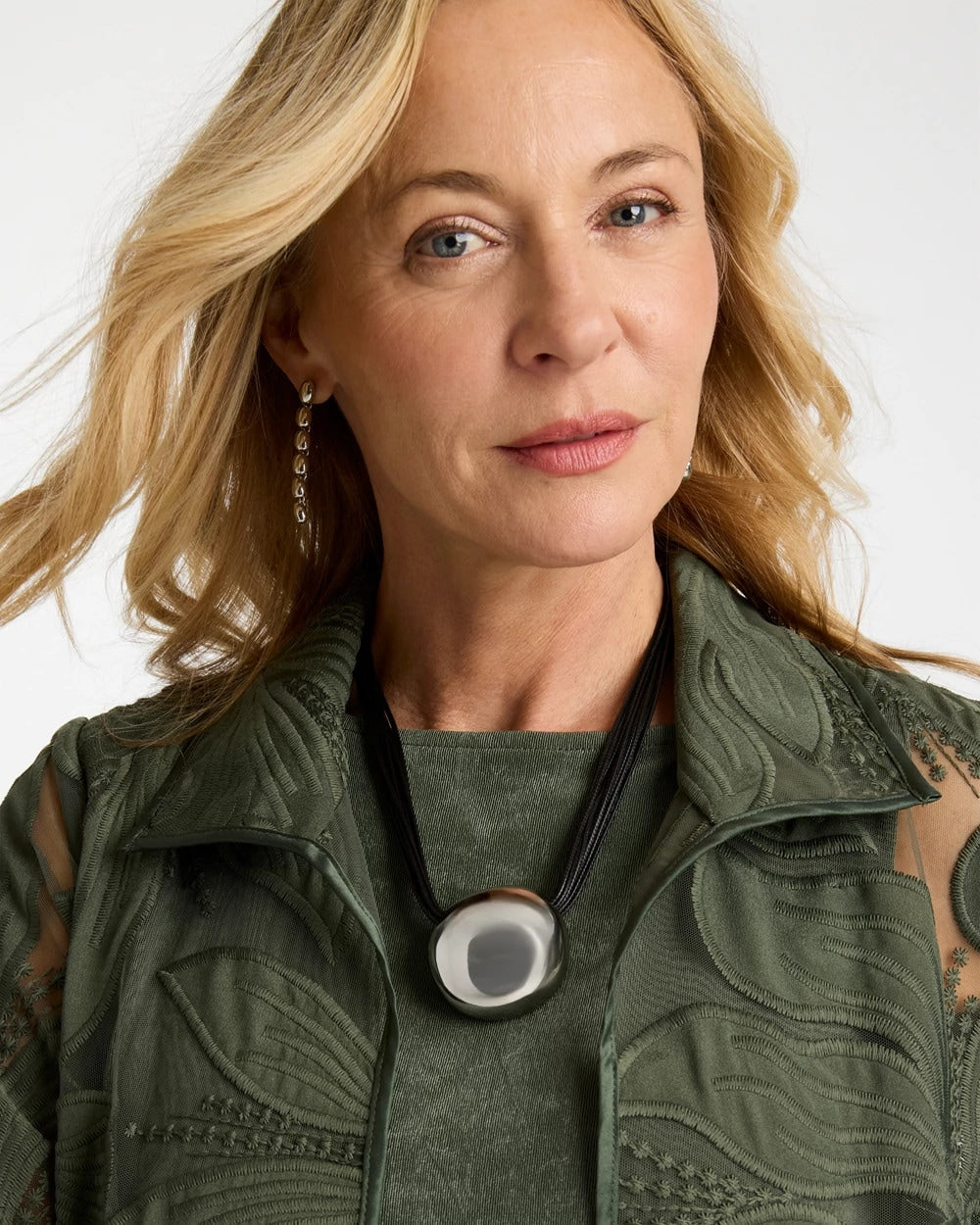 Chico's | Silver Pendant Cord Necklace/ Silver