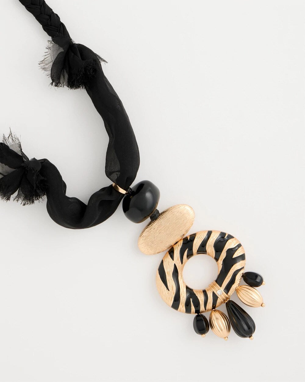 Chico's | Tiger Pendant Necklace/ Black/Gold