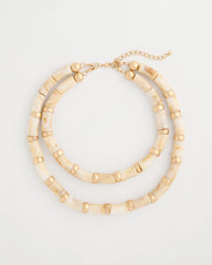 Chico's | White Beaded Double-Strand Necklace/ White