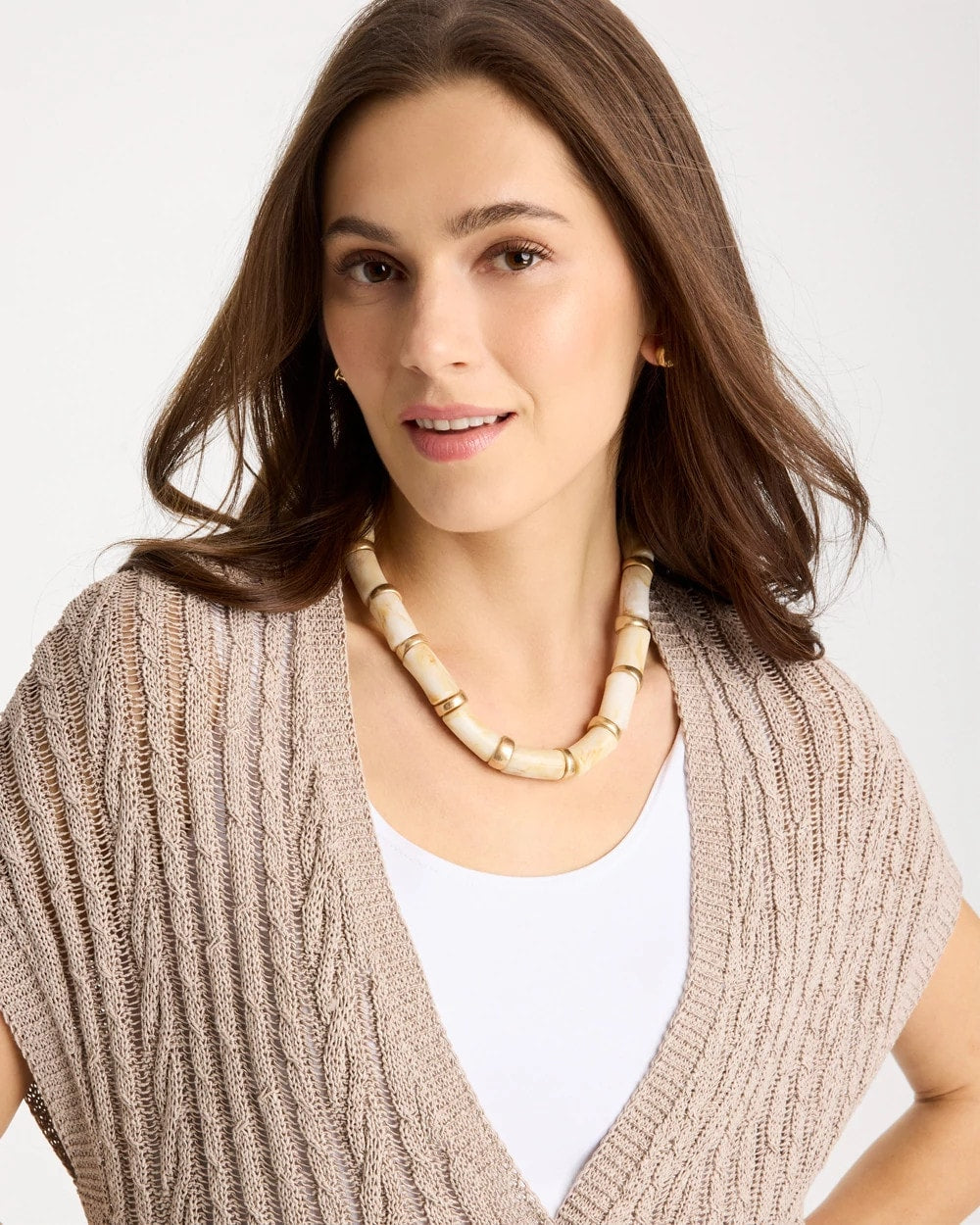 Chico's | White Beaded Double-Strand Necklace/ White