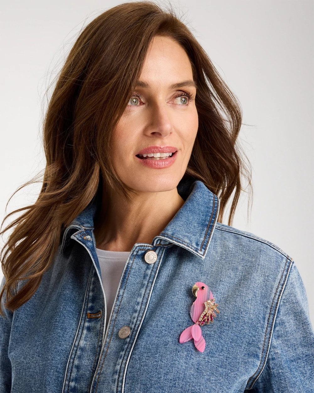 Chico's | Chic Pink Parrot Brooch/ Pink