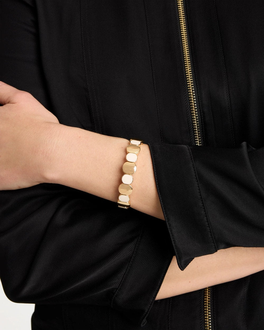Chico's | White Resin Glam Stretch Bracelet/ White
