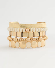 Chico's | Neutral Round Stretch Bracelet/ White