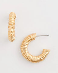 Chico's | Crinkle Goldtone Hoop Earrings/ Gold