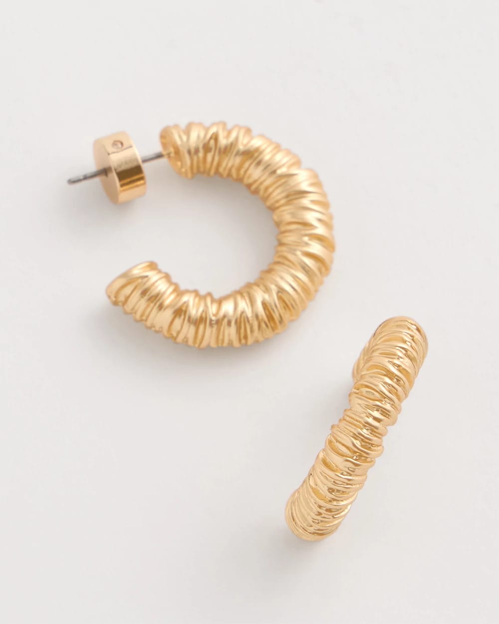 Chico's | Crinkle Goldtone Hoop Earrings/ Gold