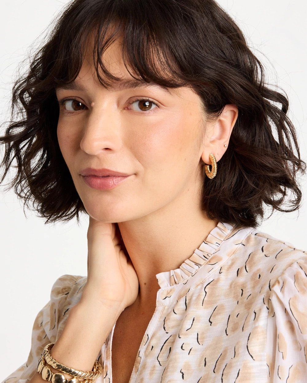 Chico's | Crinkle Goldtone Hoop Earrings/ Gold