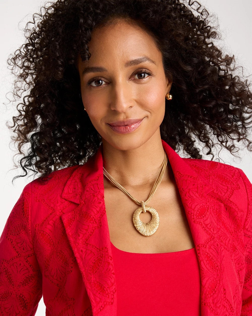 Chico's | Crinkle Goldtone Pendant Necklace/ Gold