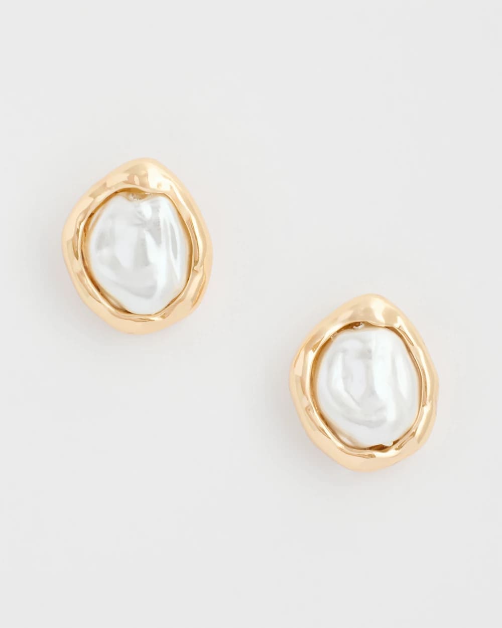 Chico's | Pearlescent Golden Rimmed Stud Earrings/ Gold