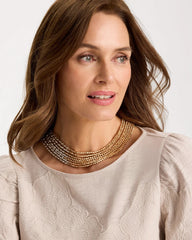 Chico's | Multi-Strand Beaded Short Necklace/ Mixed Metals