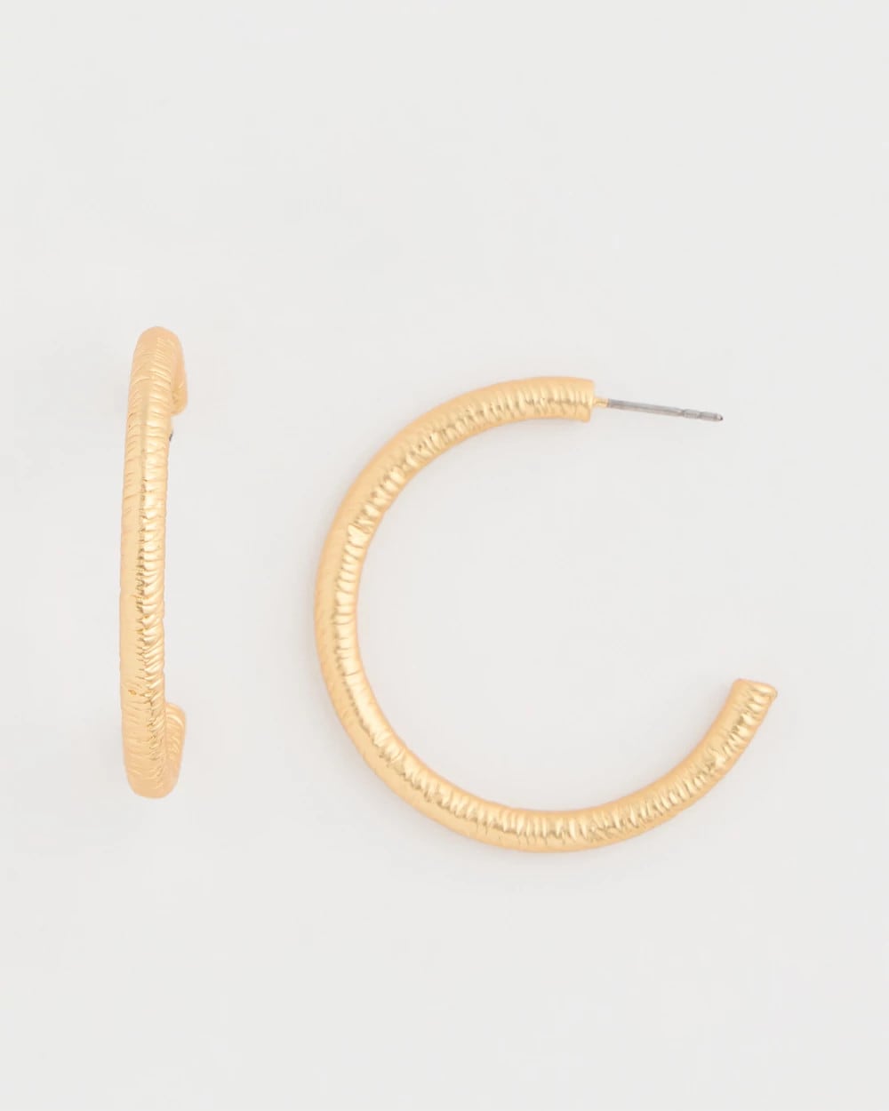 Chico's | Goldtone Textured Hoop Earrings/ Gold